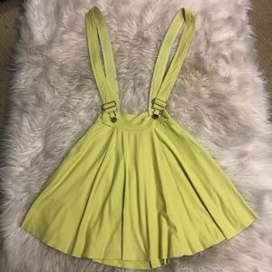 BM XS Matte Yellow Pinafore Pocket Skater Skirt
